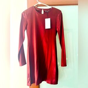 Zara satin brown dress